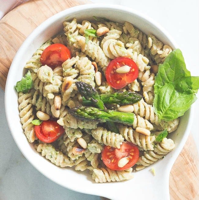 Chickapea Pasta with Roasted Asparagus Pesto | Barrie Hill Farms