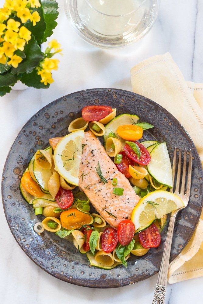 Baked Salmon with Easy Pasta Salad