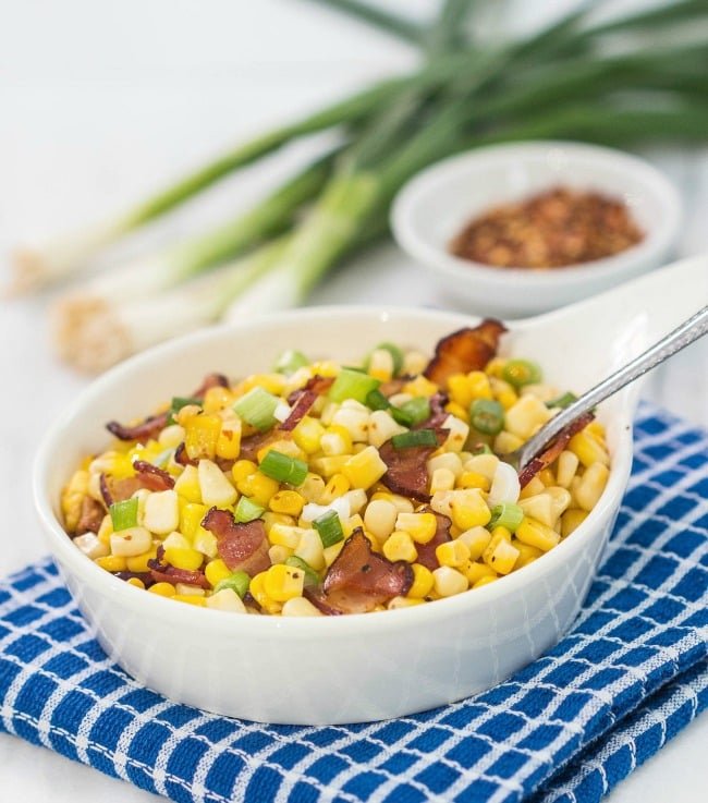 Sauteed Corn, Bacon and Green Onions