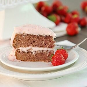 Slice of Fresh Strawberry Cake