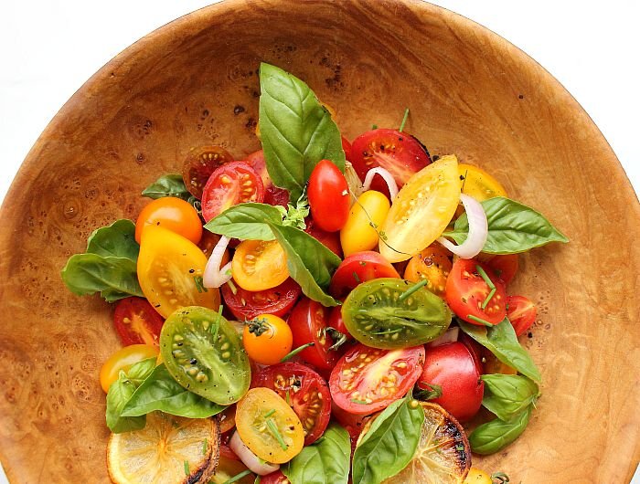 Heirloom Tomato Salad with Roasted Lemon and Garlic