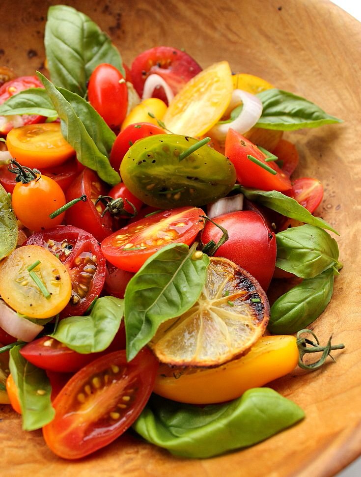 Heirloom Tomato Salad with Roasted Lemon and Garlic