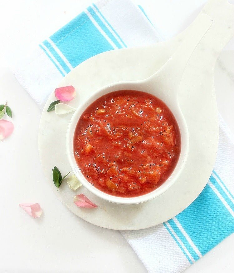 Strawberry Rhubarb Compote in a large bowl