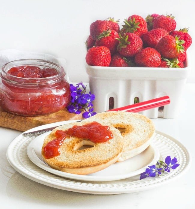 Quick Strawberry Jam made with freshly picked berries and no refined sugar. Barrie Hill Farms