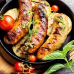 Pan fried sausage and apples