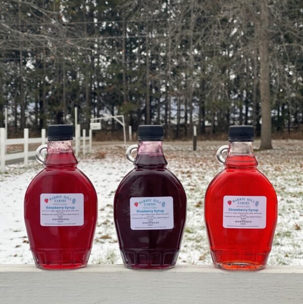Barrie Hill Farms Raspberry Syrup, Strawberry Syrup and Blueberry Syrup
