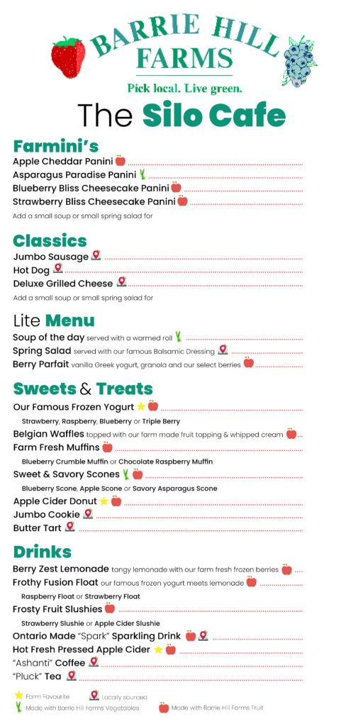 Barrie Hill Farms Silo Cafe Menu